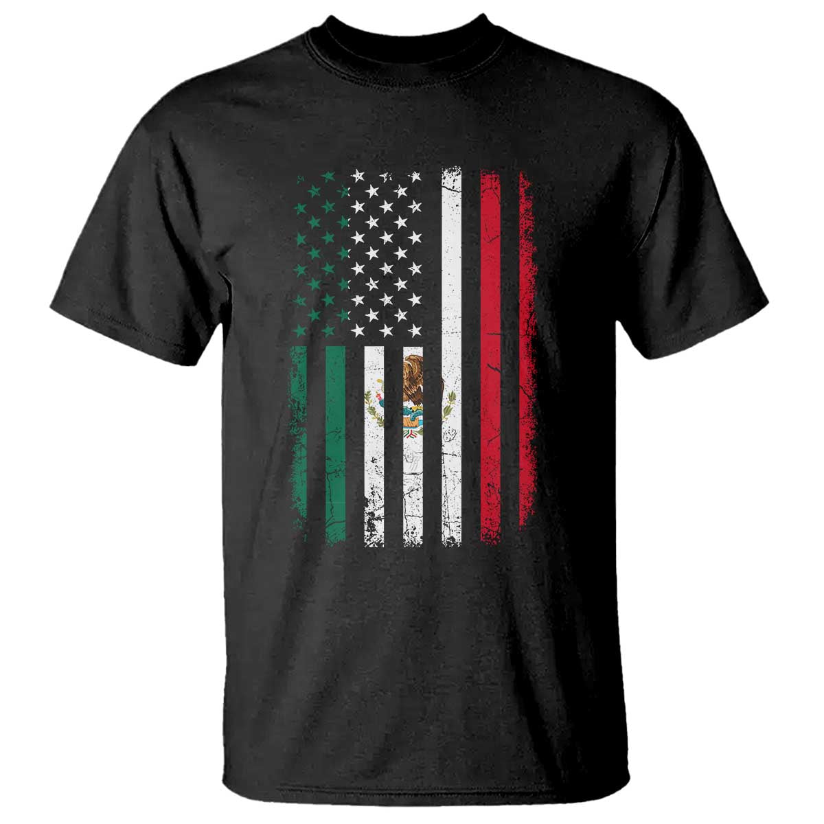 Mexican American Flag Mexican Roots Mexico America T Shirt TS11 Black Print Your Wear