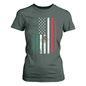 Mexican American Flag Mexican Roots Mexico America T Shirt For Women TS11 Dark Forest Green Print Your Wear