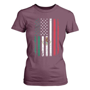 Mexican American Flag Mexican Roots Mexico America T Shirt For Women TS11 Maroon Print Your Wear