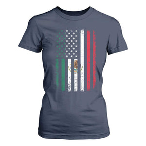 Mexican American Flag Mexican Roots Mexico America T Shirt For Women TS11 Navy Print Your Wear