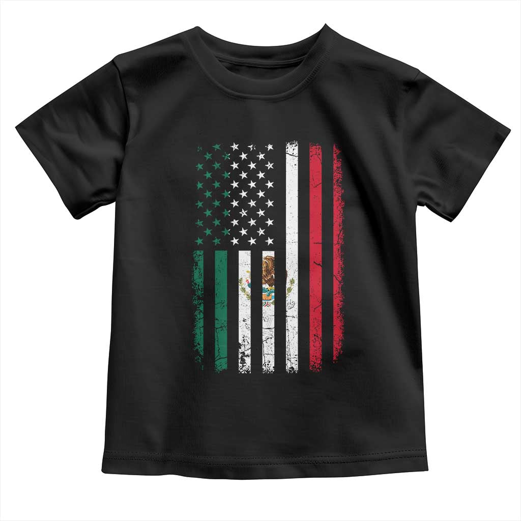 Mexican American Flag Mexican Roots Mexico America Toddler T Shirt TS11 Black Print Your Wear