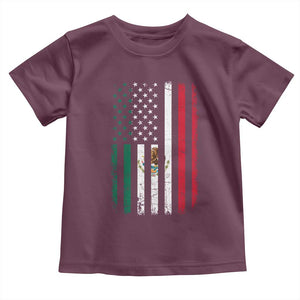 Mexican American Flag Mexican Roots Mexico America Toddler T Shirt TS11 Maroon Print Your Wear