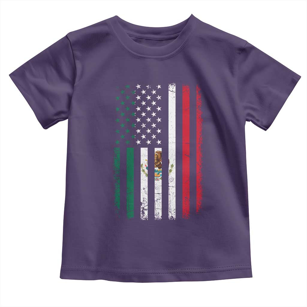 Mexican American Flag Mexican Roots Mexico America Toddler T Shirt TS11 Purple Print Your Wear