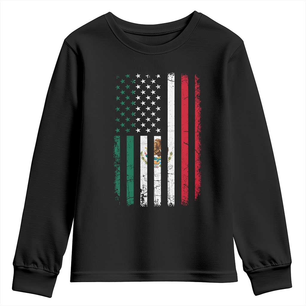 Mexican American Flag Mexican Roots Mexico America Youth Sweatshirt TS11 Black Print Your Wear