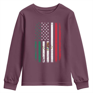 Mexican American Flag Mexican Roots Mexico America Youth Sweatshirt TS11 Maroon Print Your Wear