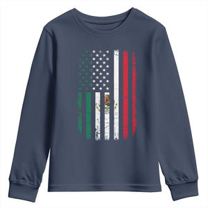 Mexican American Flag Mexican Roots Mexico America Youth Sweatshirt TS11 Navy Print Your Wear