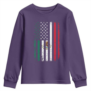 Mexican American Flag Mexican Roots Mexico America Youth Sweatshirt TS11 Purple Print Your Wear