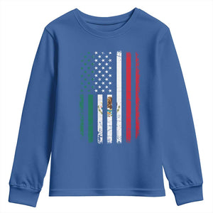 Mexican American Flag Mexican Roots Mexico America Youth Sweatshirt TS11 Royal Blue Print Your Wear