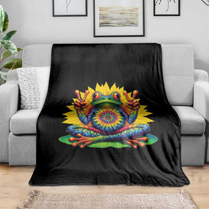 Tie Dye Frog Peace Sign Hippie Sunflower Throw Blanket TS11 Print Your Wear