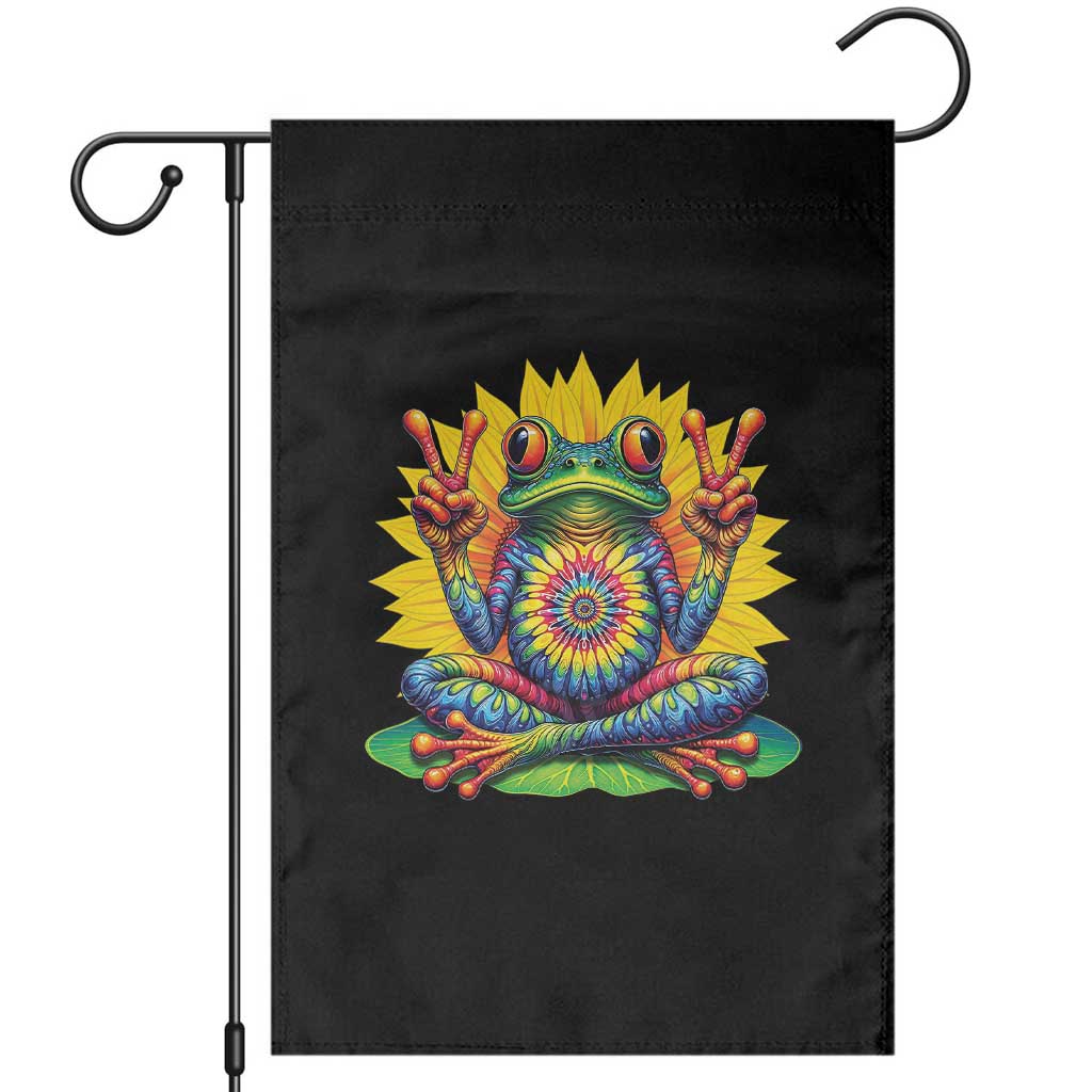Tie Dye Frog Peace Sign Hippie Sunflower Garden Flag TS11 Black Print Your Wear