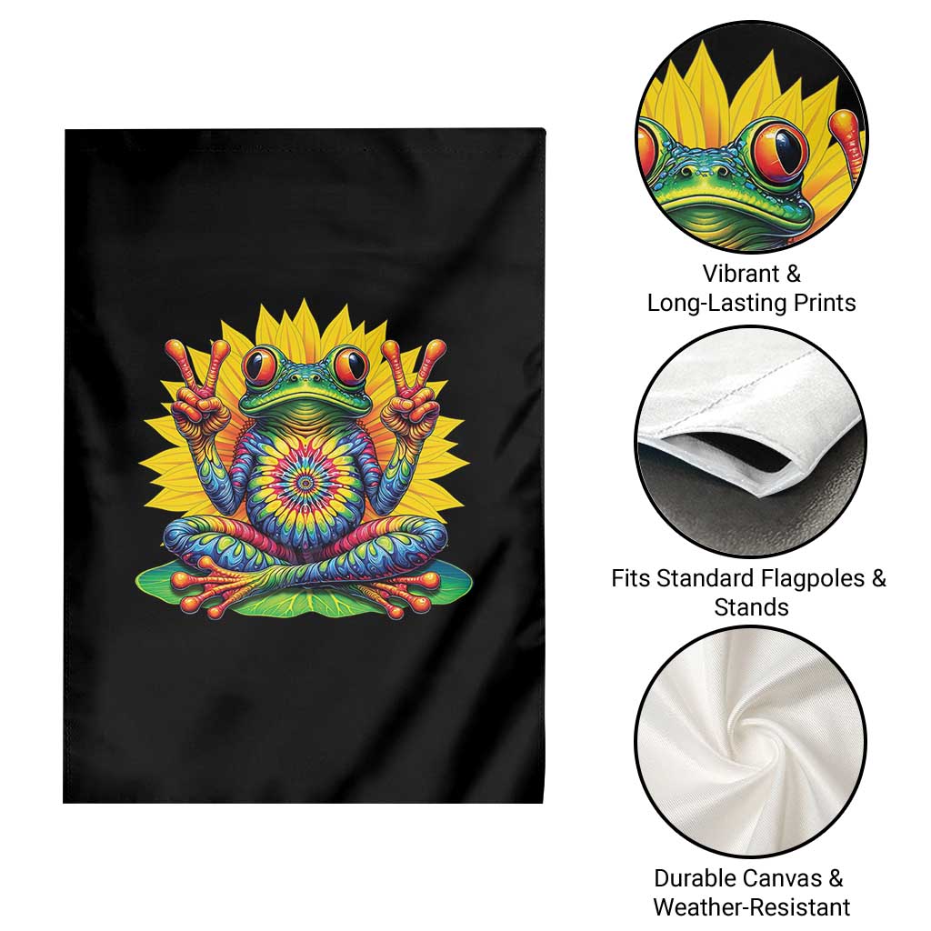 Tie Dye Frog Peace Sign Hippie Sunflower Garden Flag TS11 Print Your Wear
