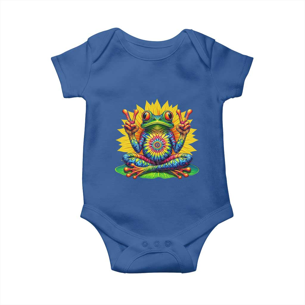 Tie Dye Frog Peace Sign Hippie Sunflower Baby Onesie TS11 Royal Blue Print Your Wear