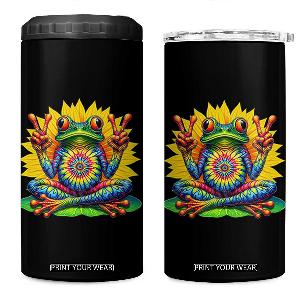 Tie Dye Frog Peace Sign Hippie Sunflower 4 in 1 Can Cooler Tumbler TS11 One Size: 16 oz Black Print Your Wear