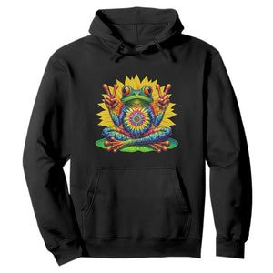 Tie Dye Frog Peace Sign Hippie Sunflower Hoodie TS11 Black Print Your Wear