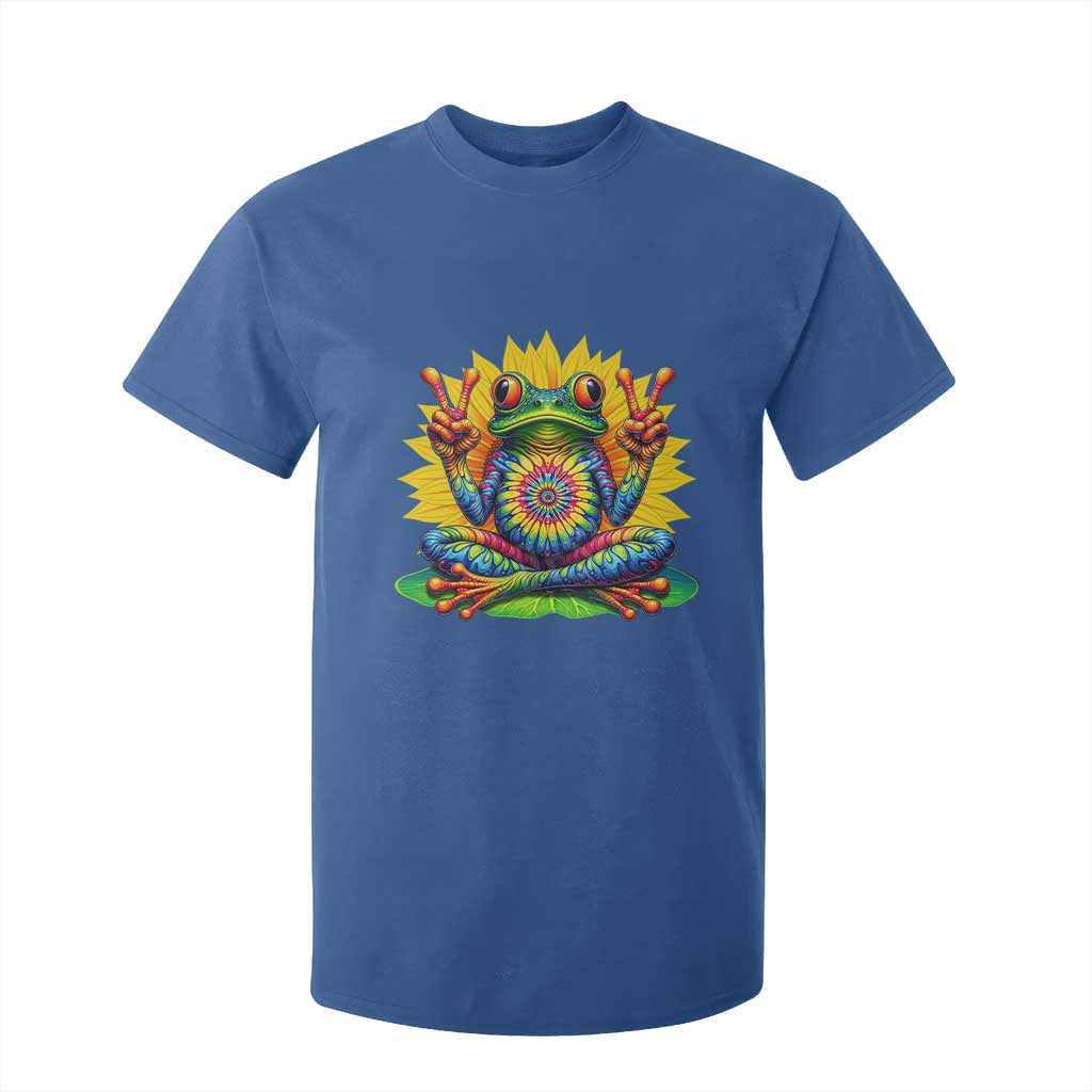 Tie Dye Frog Peace Sign Hippie Sunflower T Shirt For Kid TS11 Royal Blue Print Your Wear