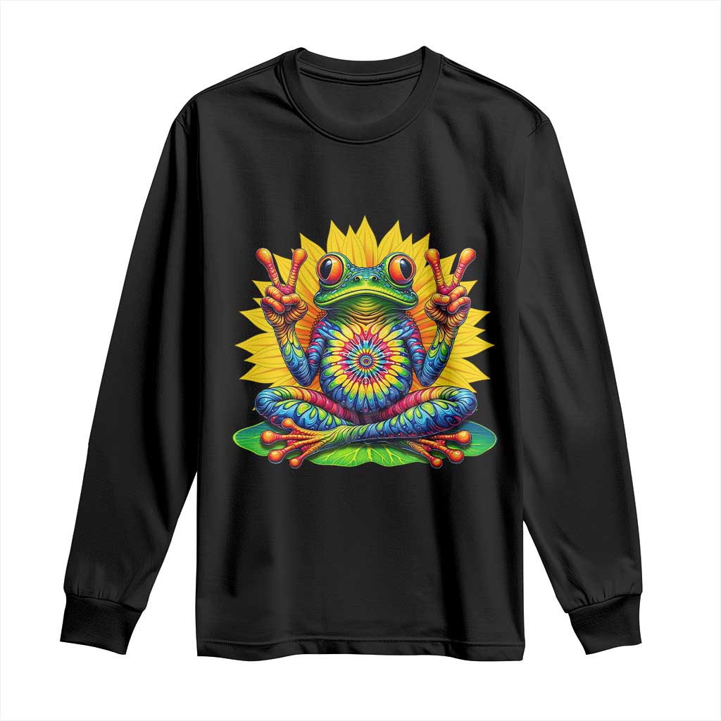 Tie Dye Frog Peace Sign Hippie Sunflower Long Sleeve Shirt TS11 Black Print Your Wear