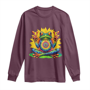 Tie Dye Frog Peace Sign Hippie Sunflower Long Sleeve Shirt TS11 Maroon Print Your Wear