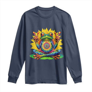 Tie Dye Frog Peace Sign Hippie Sunflower Long Sleeve Shirt TS11 Navy Print Your Wear