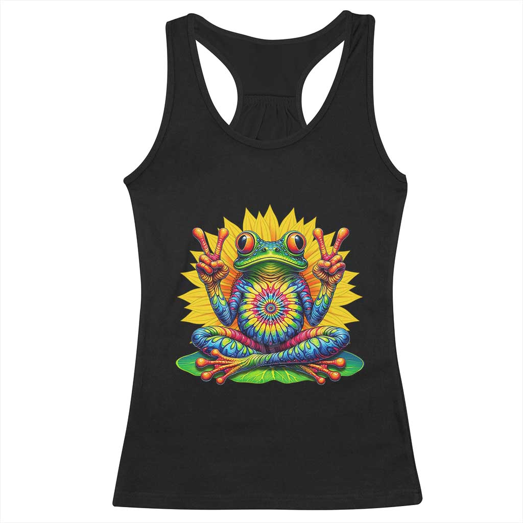 Tie Dye Frog Peace Sign Hippie Sunflower Racerback Tank Top TS11 Black Print Your Wear
