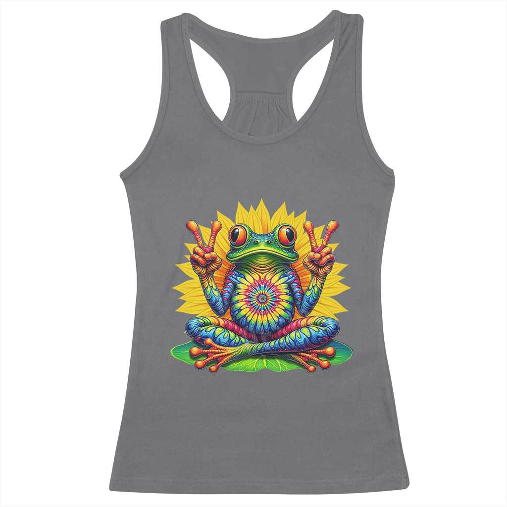 Tie Dye Frog Peace Sign Hippie Sunflower Racerback Tank Top TS11 Charcoal Print Your Wear