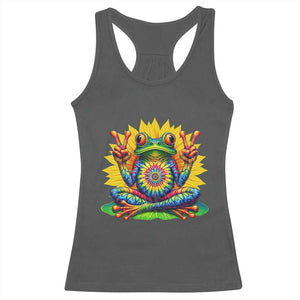 Tie Dye Frog Peace Sign Hippie Sunflower Racerback Tank Top TS11 Dark Heather Print Your Wear