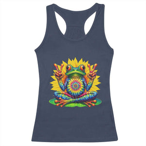 Tie Dye Frog Peace Sign Hippie Sunflower Racerback Tank Top TS11 Navy Print Your Wear
