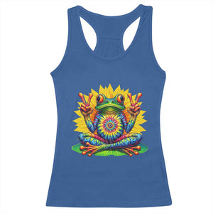 Tie Dye Frog Peace Sign Hippie Sunflower Racerback Tank Top TS11 Royal Blue Print Your Wear