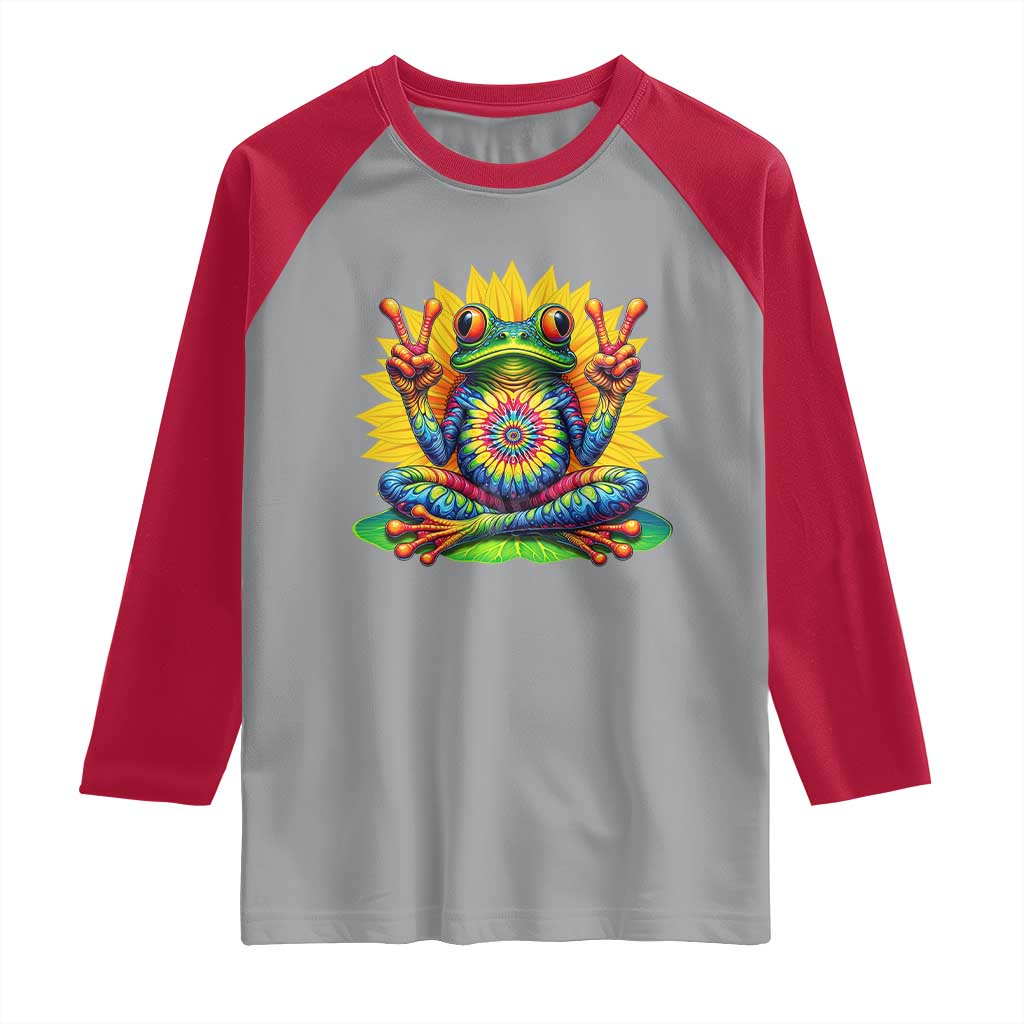 Tie Dye Frog Peace Sign Hippie Sunflower Raglan Shirt TS11 Sport Gray Red Print Your Wear
