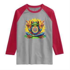 Tie Dye Frog Peace Sign Hippie Sunflower Raglan Shirt TS11 Sport Gray Red Print Your Wear