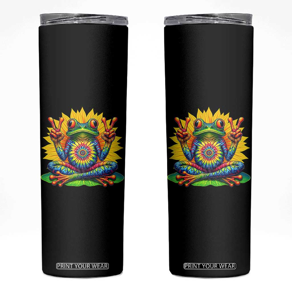 Tie Dye Frog Peace Sign Hippie Sunflower Skinny Tumbler TS11 Black Print Your Wear