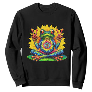 Tie Dye Frog Peace Sign Hippie Sunflower Sweatshirt TS11 Black Print Your Wear