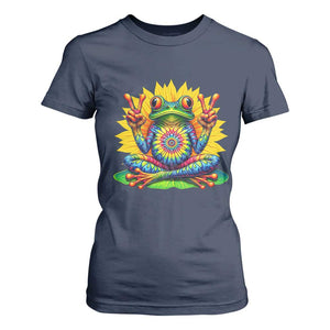 Tie Dye Frog Peace Sign Hippie Sunflower T Shirt For Women TS11 Navy Print Your Wear