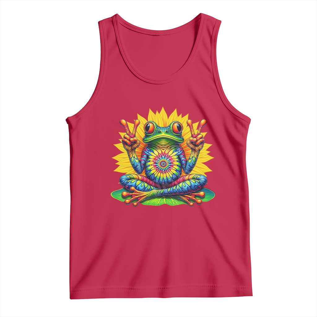 Tie Dye Frog Peace Sign Hippie Sunflower Tank Top TS11 Red Print Your Wear