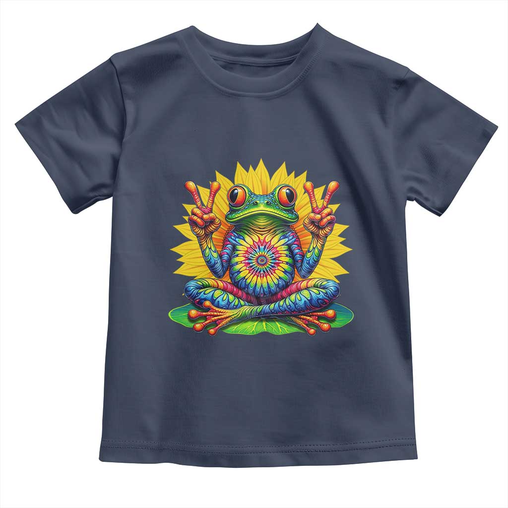 Tie Dye Frog Peace Sign Hippie Sunflower Toddler T Shirt TS11 Navy Print Your Wear