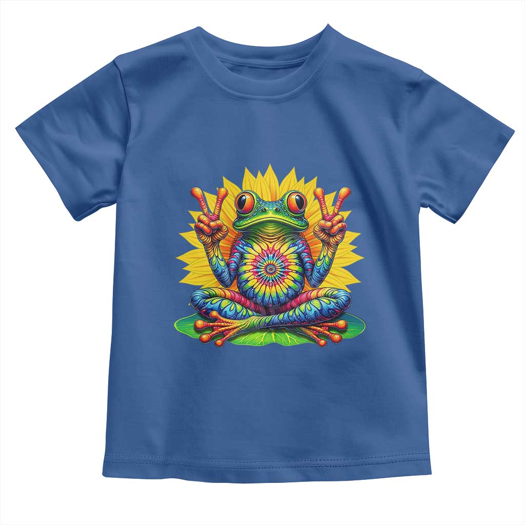 Tie Dye Frog Peace Sign Hippie Sunflower Toddler T Shirt TS11 Royal Blue Print Your Wear