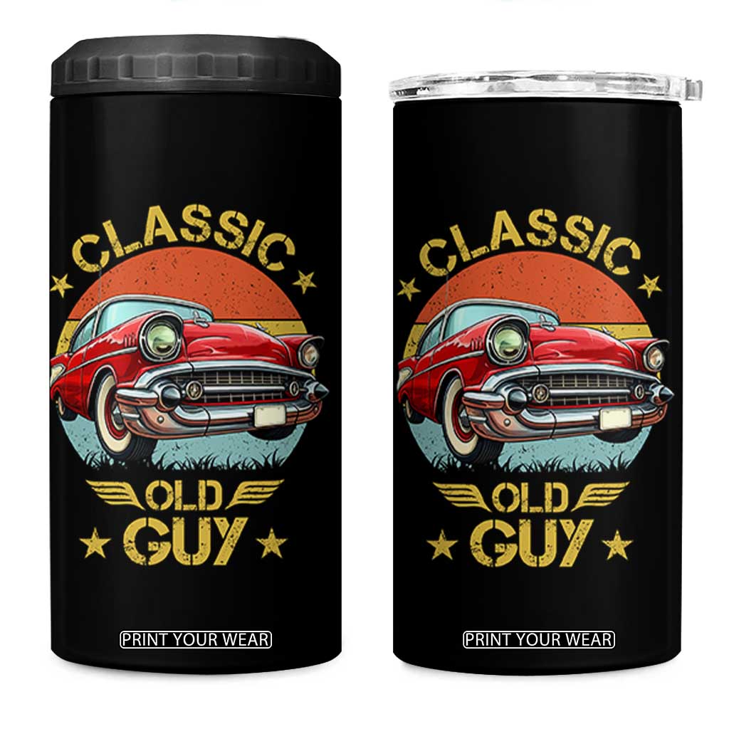 Funny Classic Old Guy 4 in 1 Can Cooler Tumbler Humor Saying Classic Car Lover TS11 One Size: 16 oz Black Print Your Wear