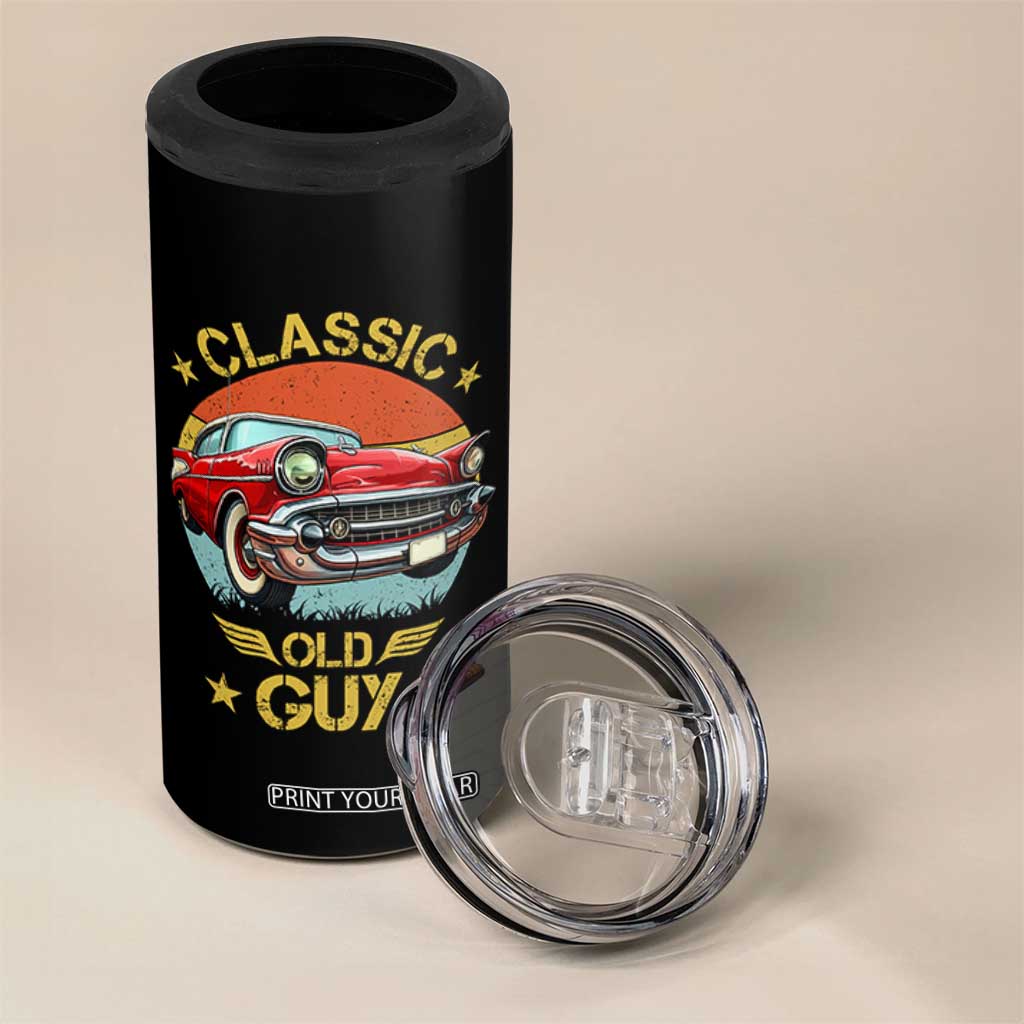 Funny Classic Old Guy 4 in 1 Can Cooler Tumbler Humor Saying Classic Car Lover TS11 Print Your Wear