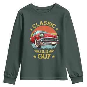 Funny Classic Old Guy Youth Sweatshirt Humor Saying Classic Car Lover TS11 Dark Forest Green Print Your Wear
