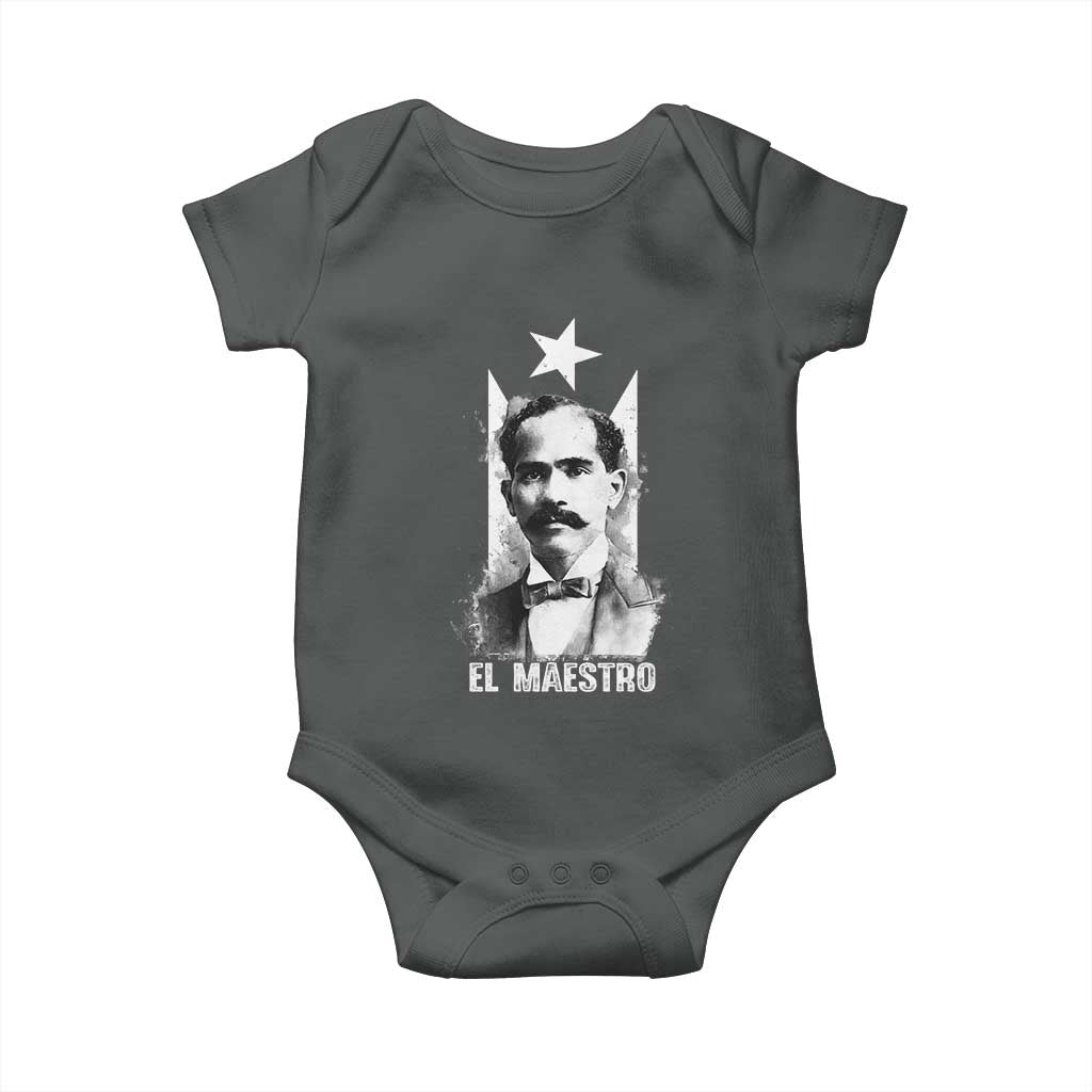 Pedro Albizu Campos Baby Onesie El Maestro Black Puerto Rico Flag TS11 Dark Heather Print Your Wear