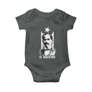 Pedro Albizu Campos Baby Onesie El Maestro Black Puerto Rico Flag TS11 Dark Heather Print Your Wear