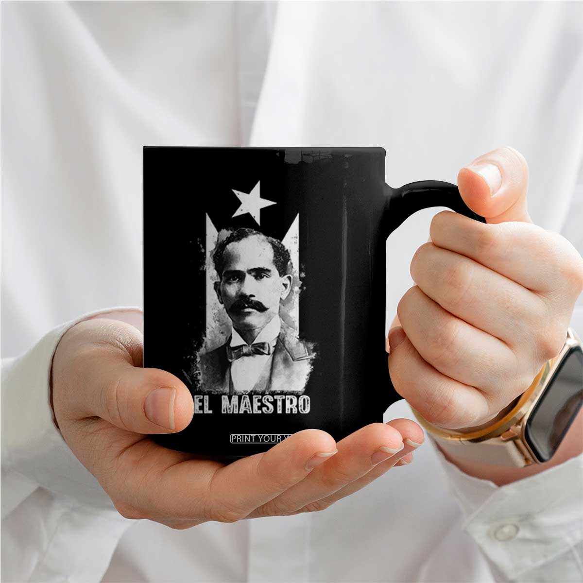 Pedro Albizu Campos Coffee Mug El Maestro Black Puerto Rico Flag TS11 Print Your Wear