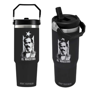 Pedro Albizu Campos Flip Straw Tumbler El Maestro Black Puerto Rico Flag TS11 One Size: 30 oz Black Print Your Wear