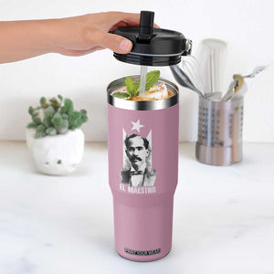 Pedro Albizu Campos Flip Straw Tumbler El Maestro Black Puerto Rico Flag TS11 One Size: 30 oz Light Pink Print Your Wear