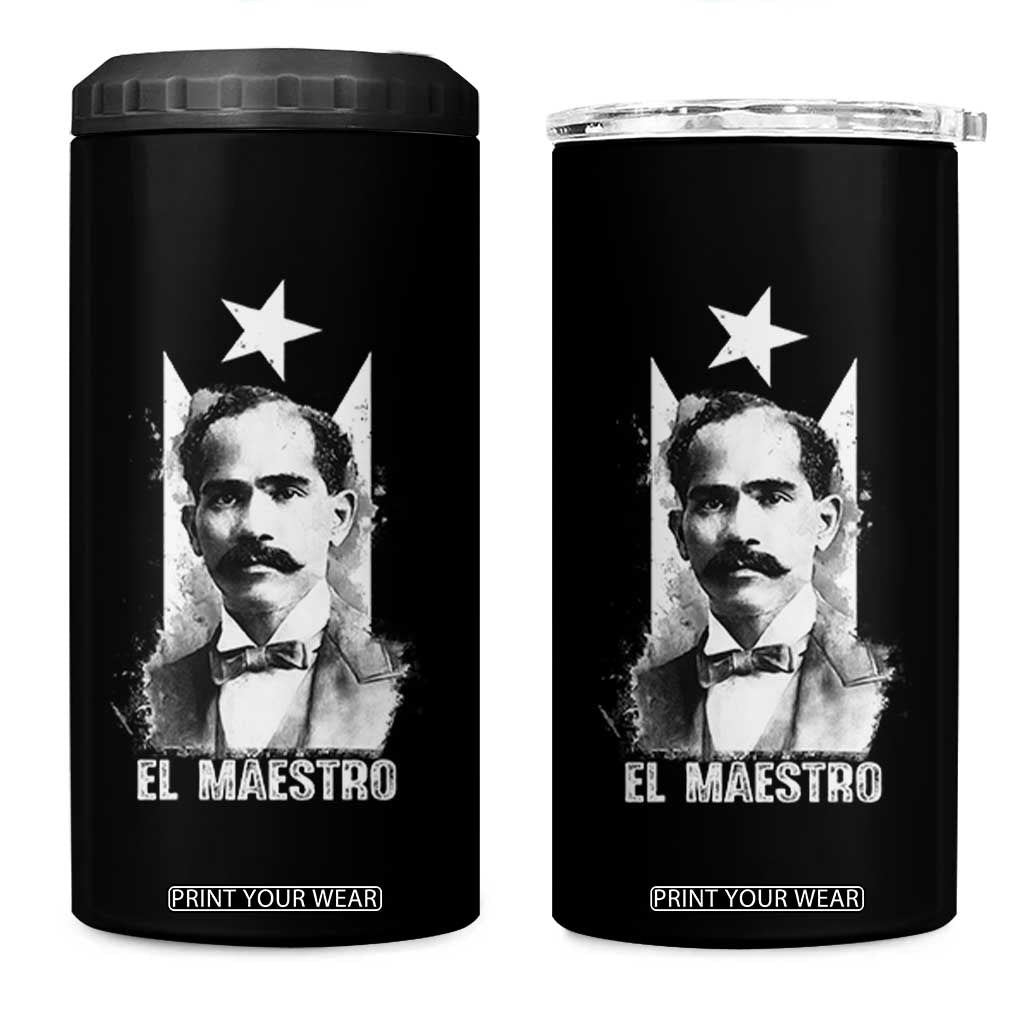 Pedro Albizu Campos 4 in 1 Can Cooler Tumbler El Maestro Black Puerto Rico Flag TS11 One Size: 16 oz Black Print Your Wear
