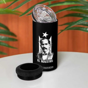 Pedro Albizu Campos 4 in 1 Can Cooler Tumbler El Maestro Black Puerto Rico Flag TS11 Print Your Wear
