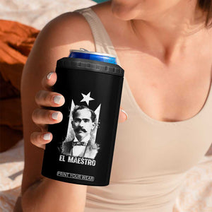 Pedro Albizu Campos 4 in 1 Can Cooler Tumbler El Maestro Black Puerto Rico Flag TS11 Print Your Wear