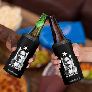 Pedro Albizu Campos 4 in 1 Can Cooler Tumbler El Maestro Black Puerto Rico Flag TS11 Print Your Wear