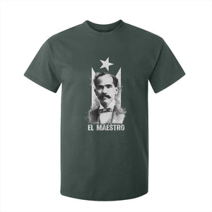 Pedro Albizu Campos T Shirt For Kid El Maestro Black Puerto Rico Flag TS11 Dark Forest Green Print Your Wear