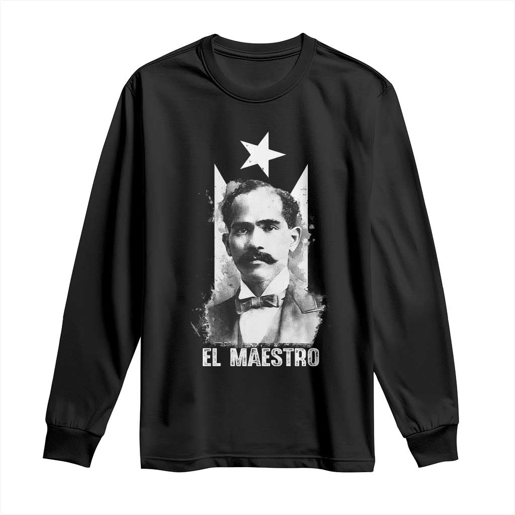 Pedro Albizu Campos Long Sleeve Shirt El Maestro Black Puerto Rico Flag TS11 Black Print Your Wear