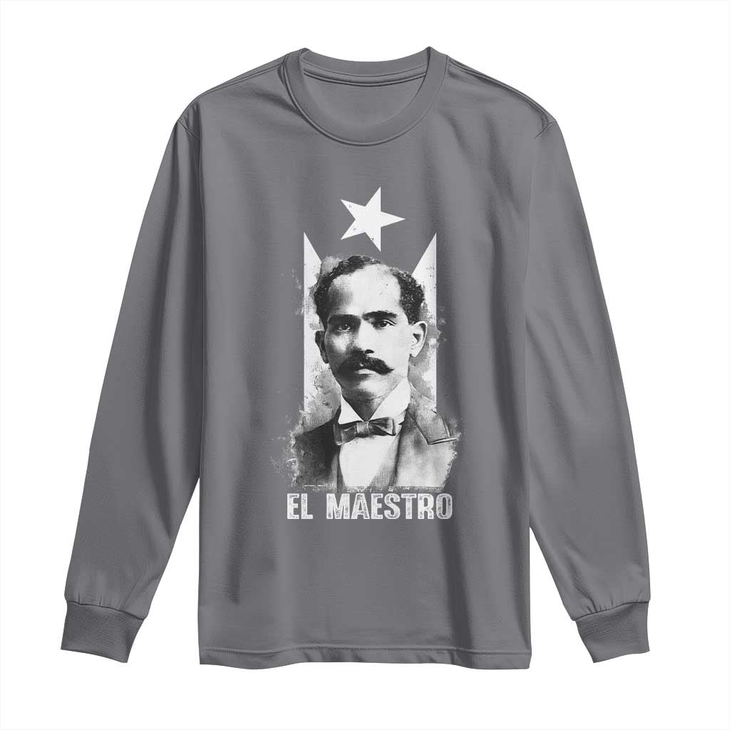 Pedro Albizu Campos Long Sleeve Shirt El Maestro Black Puerto Rico Flag TS11 Charcoal Print Your Wear